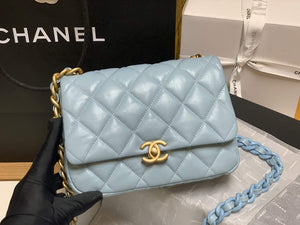 Chanel AS3206 Small Flap bag lambskin gold Blue - Default Title - View 2