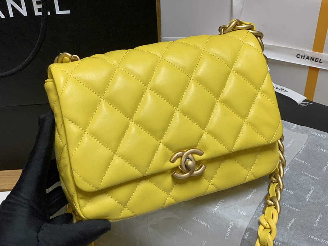 Chanel AS3206 Small Flap bag lambskin gold Yellow - Default Title - View 2
