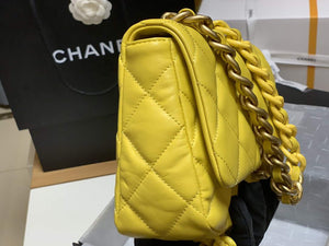 Chanel AS3206 Small Flap bag lambskin gold Yellow - Default Title - View 5