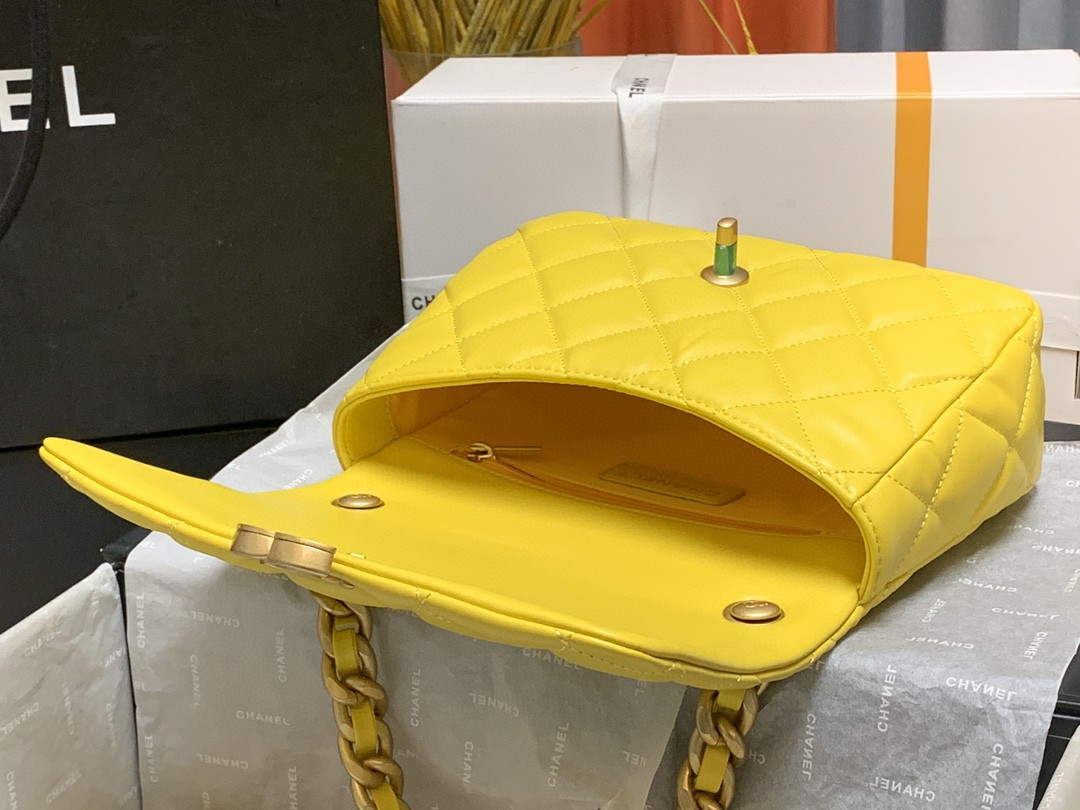 Chanel AS3206 Small Flap bag lambskin gold Yellow - Default Title - View 7