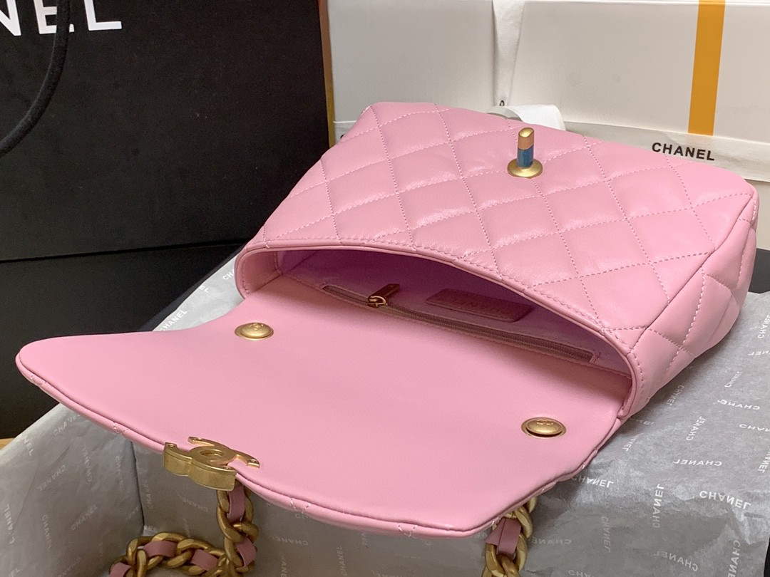 Chanel AS3206 Small Flap bag lambskin gold Pink