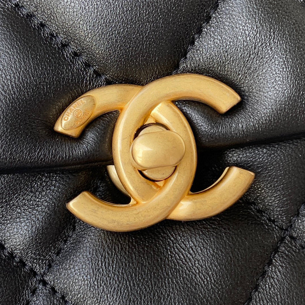Chanel Small Flap Bag Lambskin Gold-Tone Metal AS3206 Black