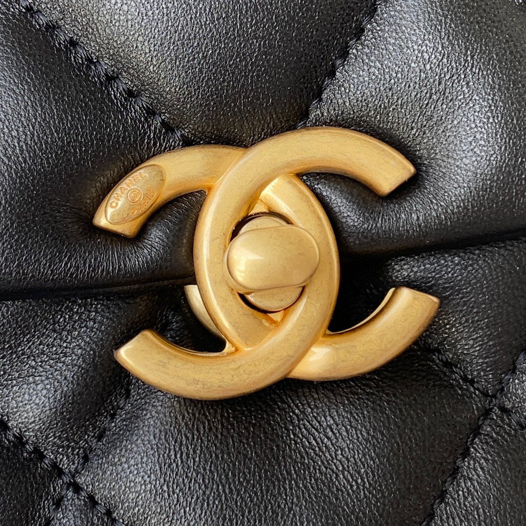 Chanel Small Flap Bag Lambskin Gold-Tone Metal AS3206 Black