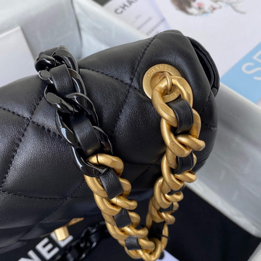 Chanel Small Flap Bag Lambskin Gold-Tone Metal AS3206 Black - Default Title - View 4