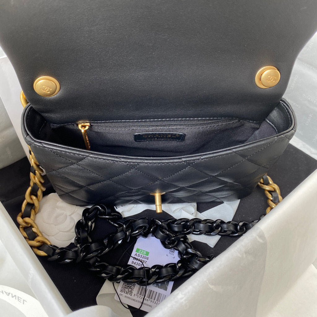 Chanel Small Flap Bag Lambskin Gold-Tone Metal AS3206 Black