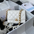 Chanel Small Flap Bag Lambskin Gold-Tone Metal AS3206 White - Default Title - View 1