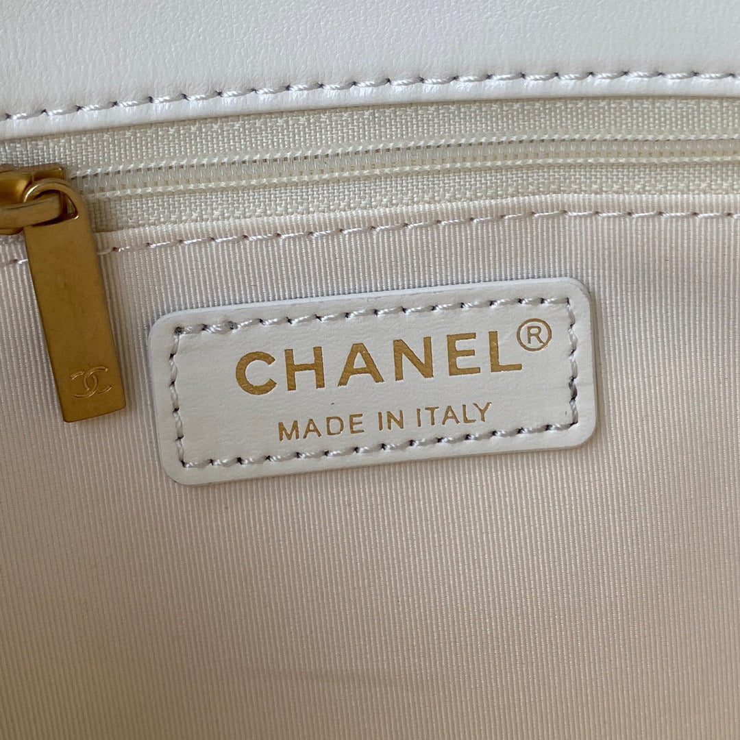 Chanel Small Flap Bag Lambskin Gold-Tone Metal AS3206 White - Default Title - View 8