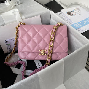 Chanel Small Flap Bag Lambskin Gold-Tone Metal AS3206 Pink - Default Title - View 1