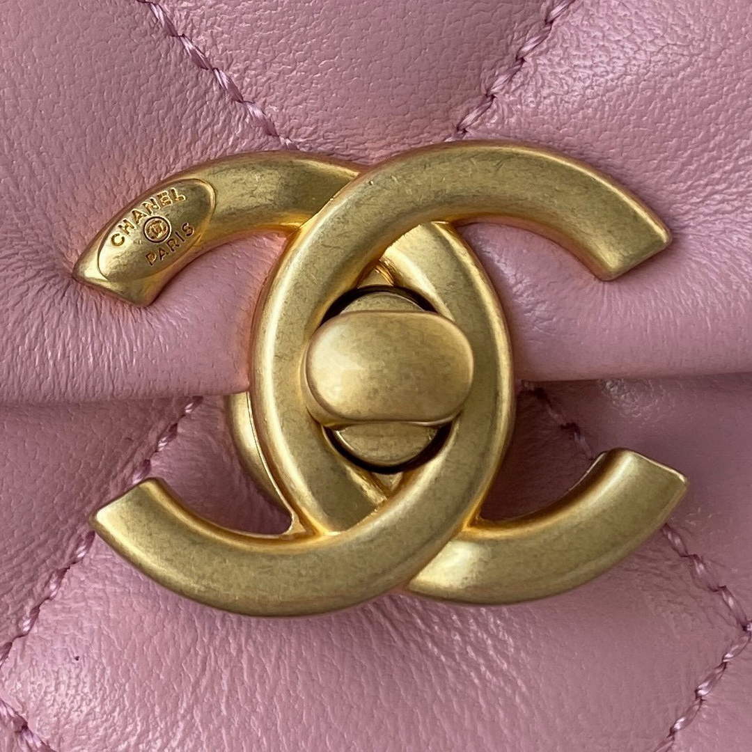 Chanel Small Flap Bag Lambskin Gold-Tone Metal AS3206 Pink - Default Title - View 3
