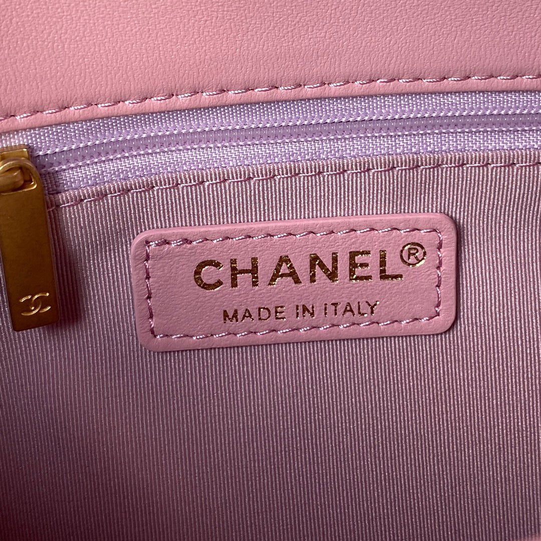 Chanel Small Flap Bag Lambskin Gold-Tone Metal AS3206 Pink - Default Title - View 8