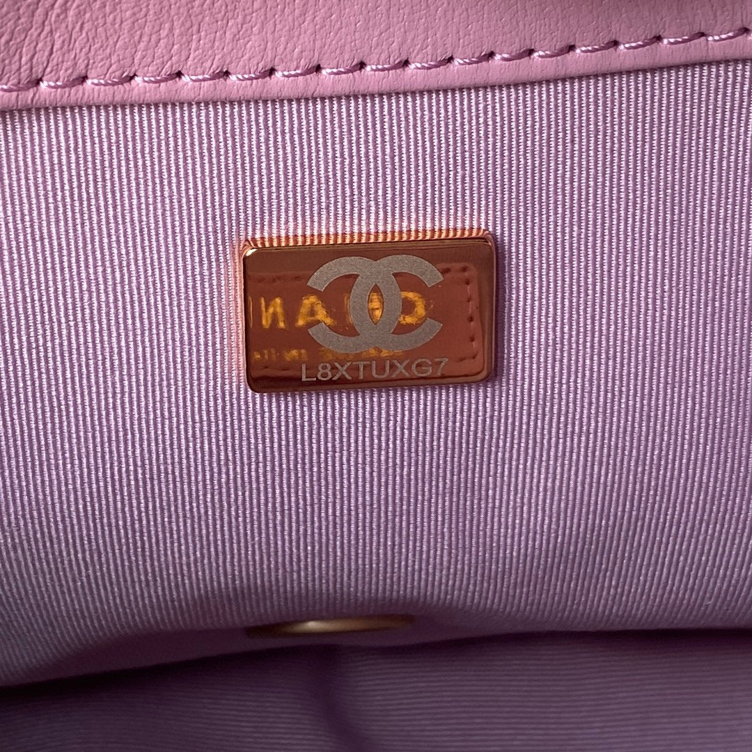 Chanel Small Flap Bag Lambskin Gold-Tone Metal AS3206 Pink - Default Title - View 9