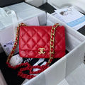 Chanel Small Flap Bag Lambskin Gold-Tone Metal AS3206 Red