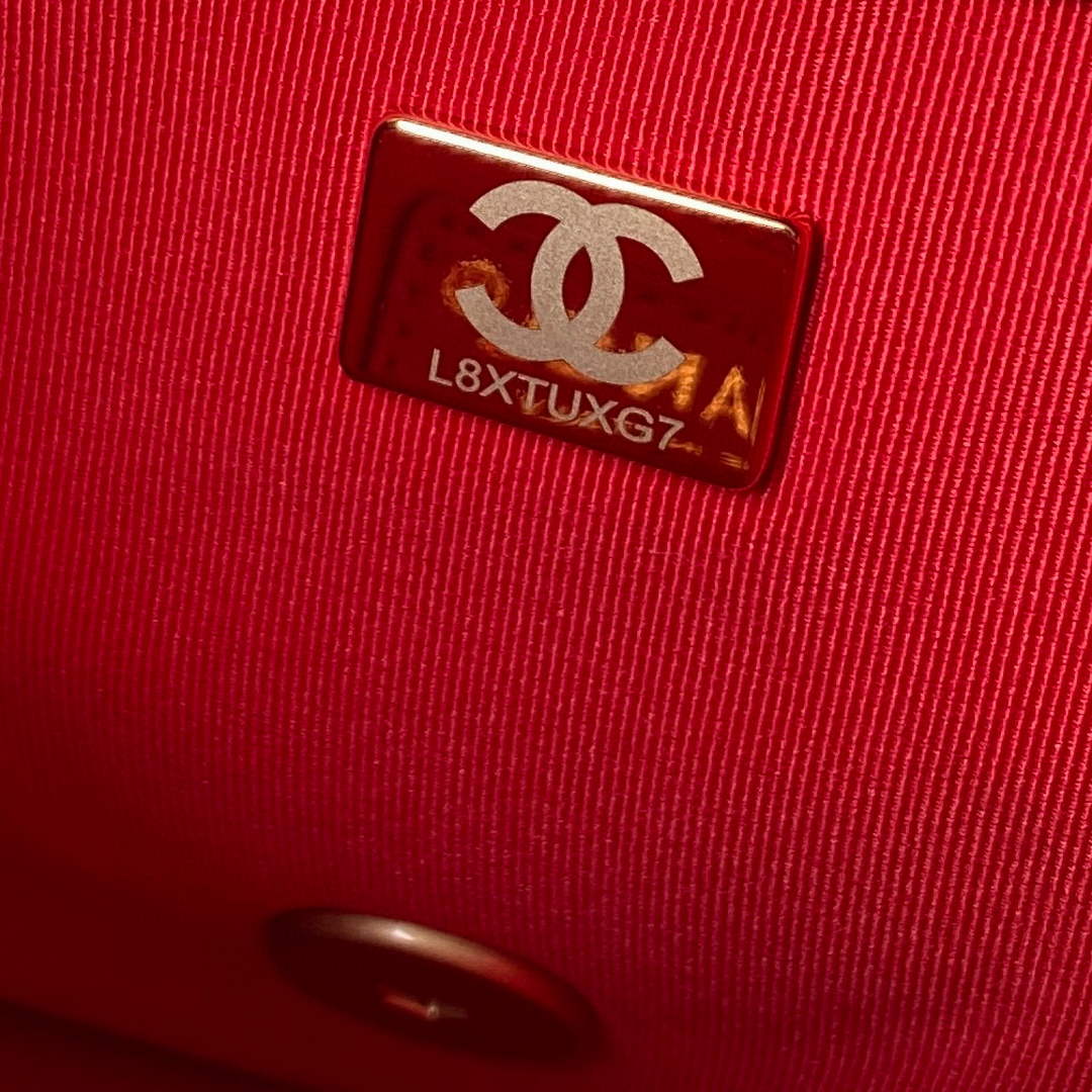 Chanel Small Flap Bag Lambskin Gold-Tone Metal AS3206 Red