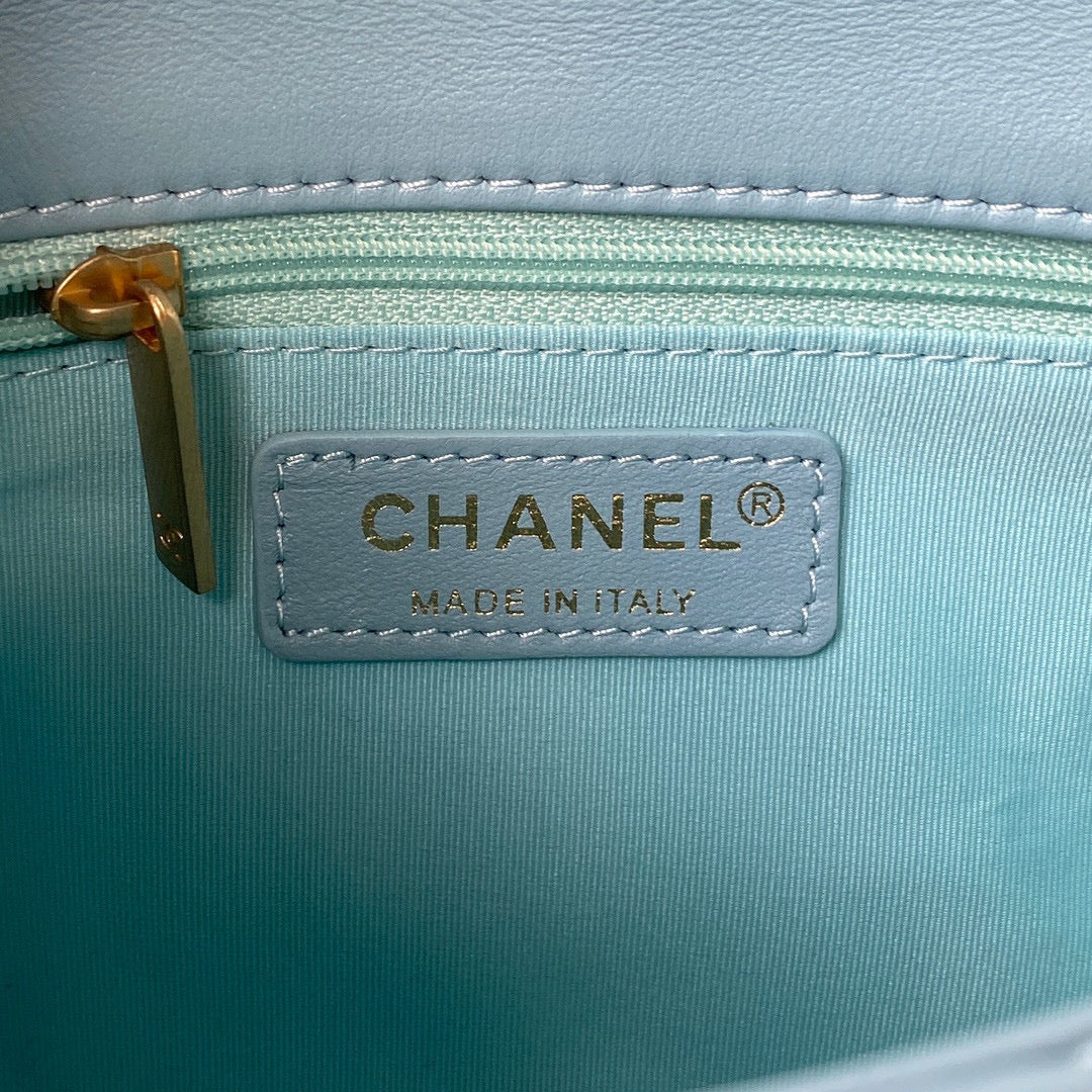Chanel Small Flap Bag Lambskin Gold-Tone Metal AS3206 Blue - Default Title - View 8