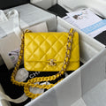 Chanel Small Flap Bag Lambskin Gold-Tone Metal AS3206 Yellow - Default Title - View 1