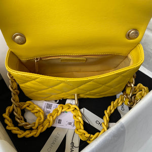 Chanel Small Flap Bag Lambskin Gold-Tone Metal AS3206 Yellow - Default Title - View 7