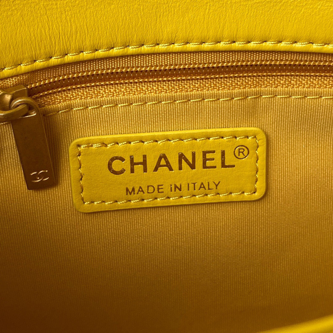 Chanel Small Flap Bag Lambskin Gold-Tone Metal AS3206 Yellow - Default Title - View 8