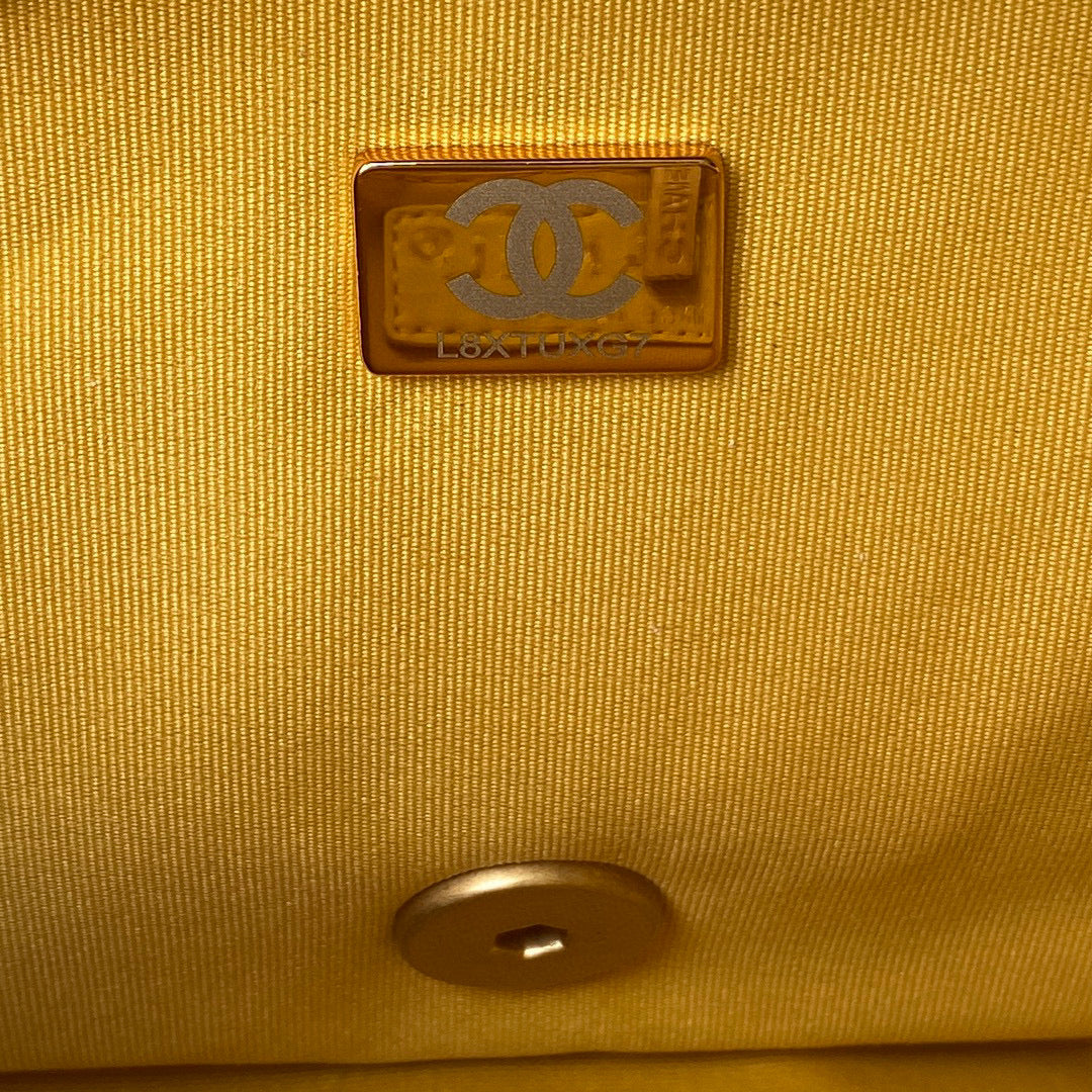 Chanel Small Flap Bag Lambskin Gold-Tone Metal AS3206 Yellow