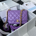 Chanel Small Flap Bag Lambskin Gold-Tone Metal AS3206 Purple - Default Title - View 1