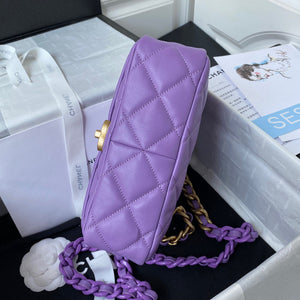Chanel Small Flap Bag Lambskin Gold-Tone Metal AS3206 Purple - Default Title - View 6