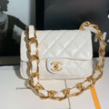 Chanel AS3214 Small Flap Bag Lambskin Gold-Tone Metal White - Default Title - View 1