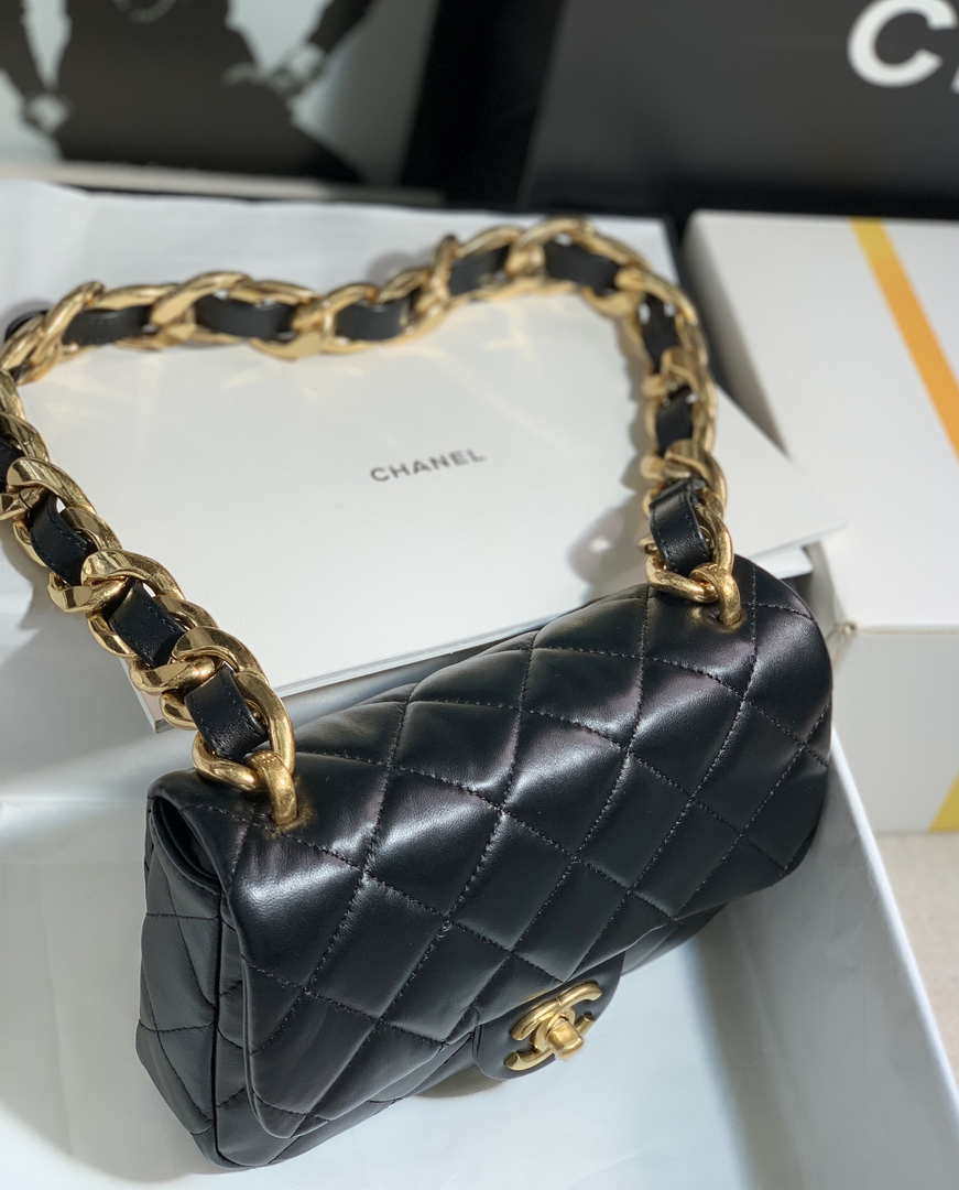 Chanel AS3214 Small Flap Bag Lambskin Gold-Tone Metal Black - Default Title - View 2