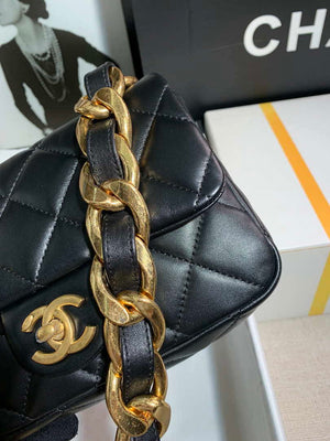 Chanel AS3214 Small Flap Bag Lambskin Gold-Tone Metal Black - Default Title - View 7