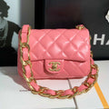 Chanel AS3214 Small Flap Bag Lambskin Gold-Tone Metal Pink - Default Title - View 1