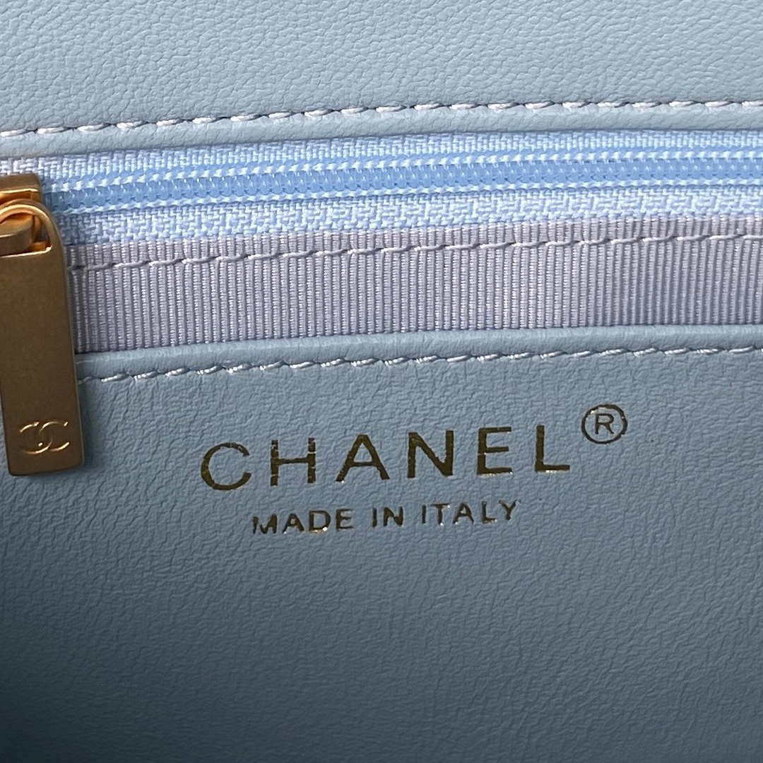 Chanel AS3214 Small Flap Bag Lambskin Gold-Tone Metal Blue