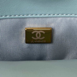 Chanel AS3214 Small Flap Bag Lambskin Gold-Tone Metal Blue - Default Title - View 9