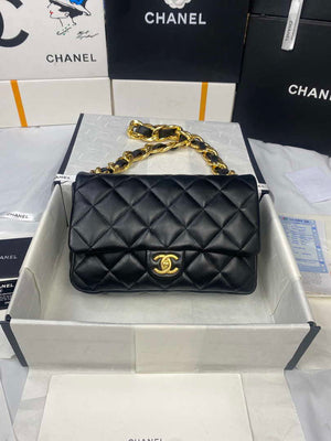 Chanel AS3215 Large Flap Bag Lambskin Gold-Tone Metal Black - Default Title - View 1