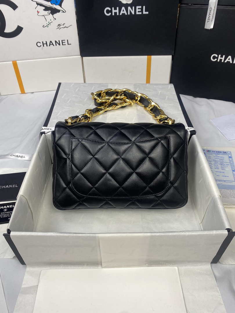 Chanel AS3215 Large Flap Bag Lambskin Gold-Tone Metal Black