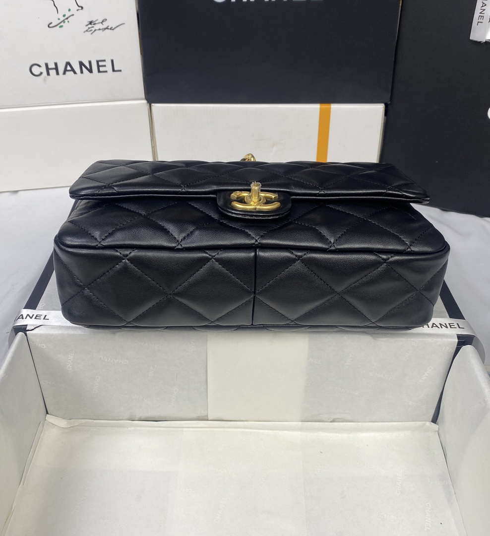 Chanel AS3215 Large Flap Bag Lambskin Gold-Tone Metal Black - Default Title - View 4