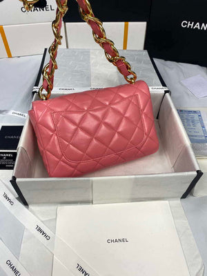 Chanel AS3215 Large Flap Bag Lambskin Gold-Tone Metal Pink - Default Title - View 3