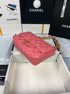 Chanel AS3215 Large Flap Bag Lambskin Gold-Tone Metal Pink - Default Title - View 4
