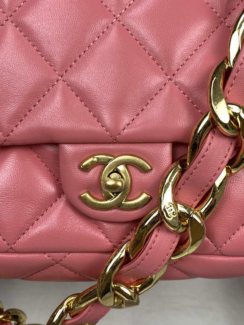 Chanel AS3215 Large Flap Bag Lambskin Gold-Tone Metal Pink