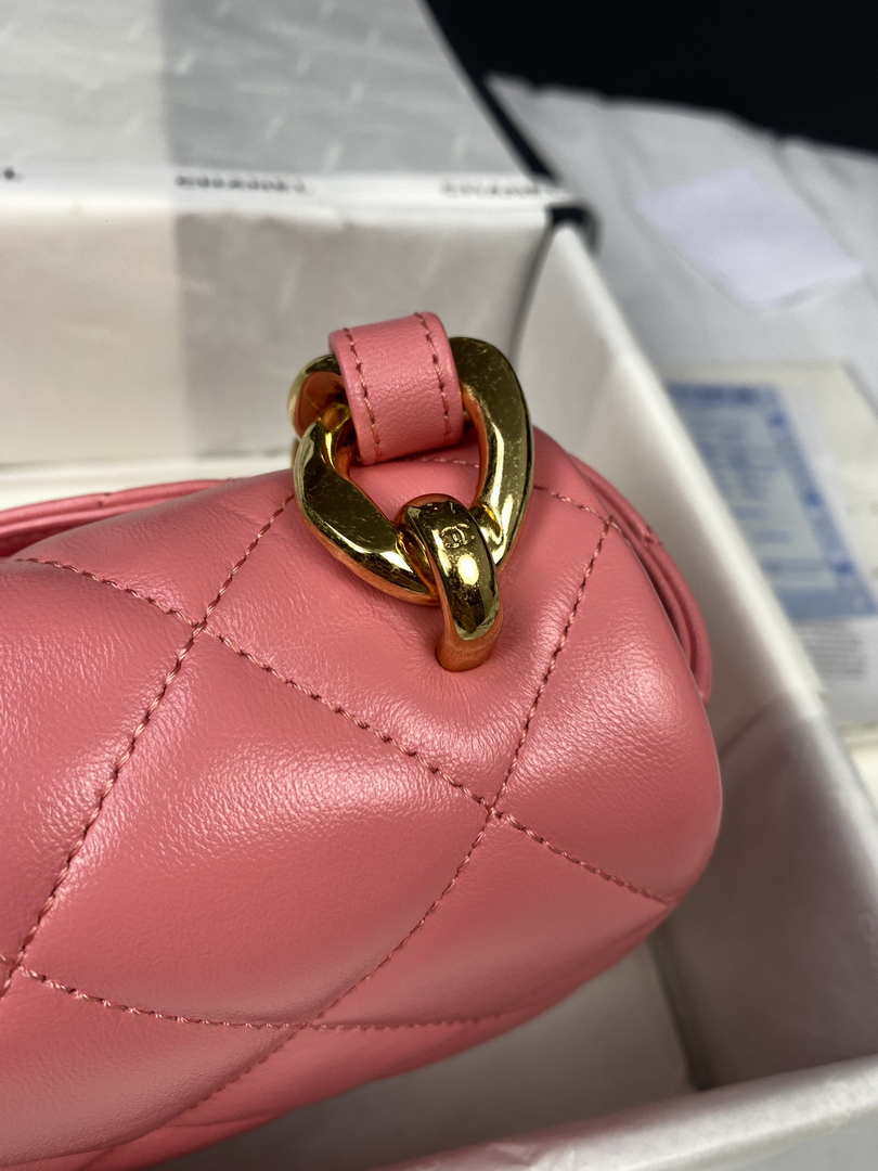Chanel AS3215 Large Flap Bag Lambskin Gold-Tone Metal Pink