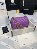 Chanel AS3215 Large Flap Bag Lambskin Gold-Tone Metal Purple