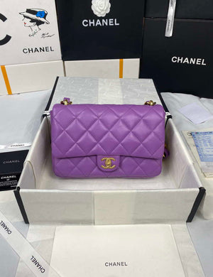 Chanel AS3215 Large Flap Bag Lambskin Gold-Tone Metal Purple - Default Title - View 2