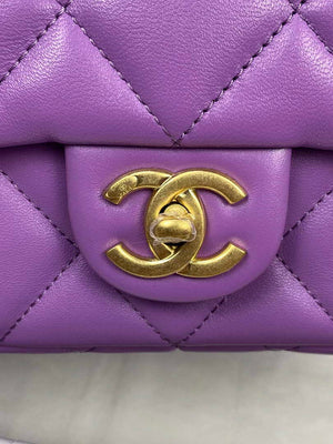 Chanel AS3215 Large Flap Bag Lambskin Gold-Tone Metal Purple - Default Title - View 5