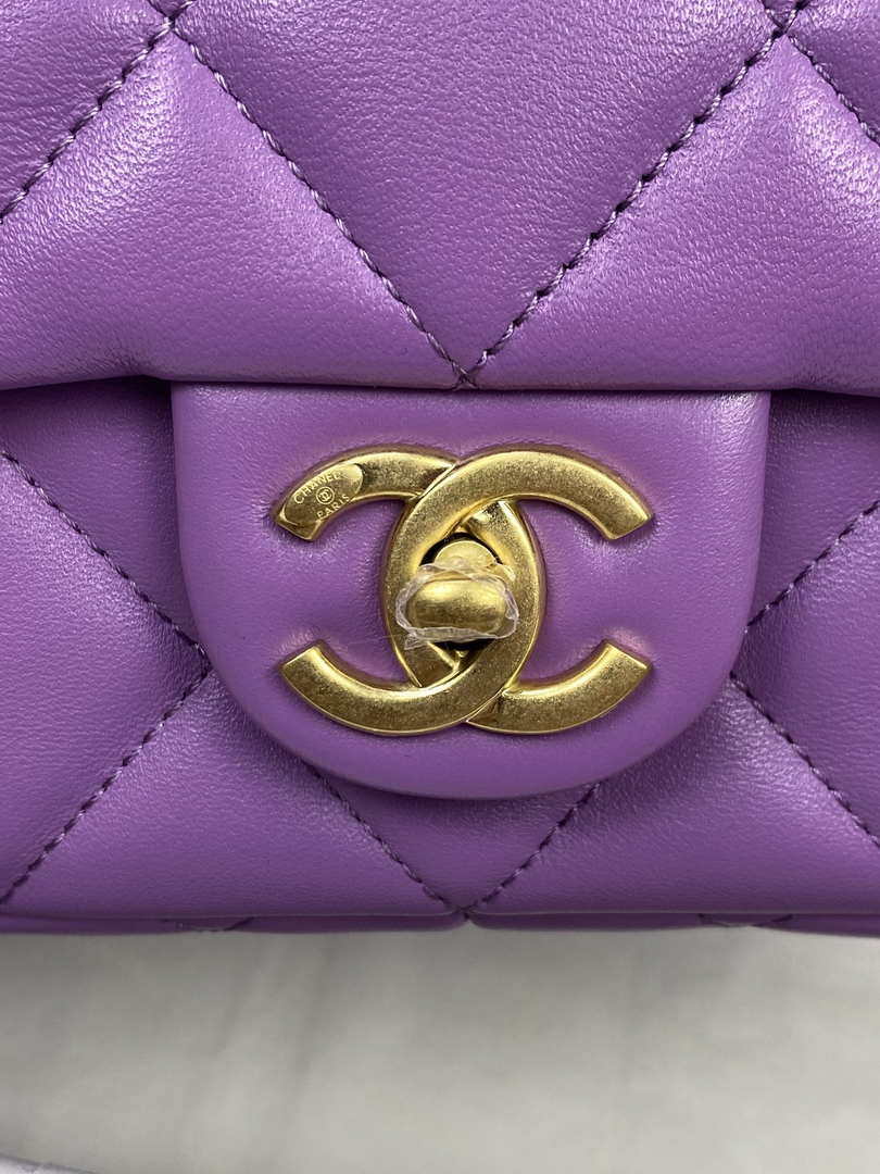 Chanel AS3215 Large Flap Bag Lambskin Gold-Tone Metal Purple