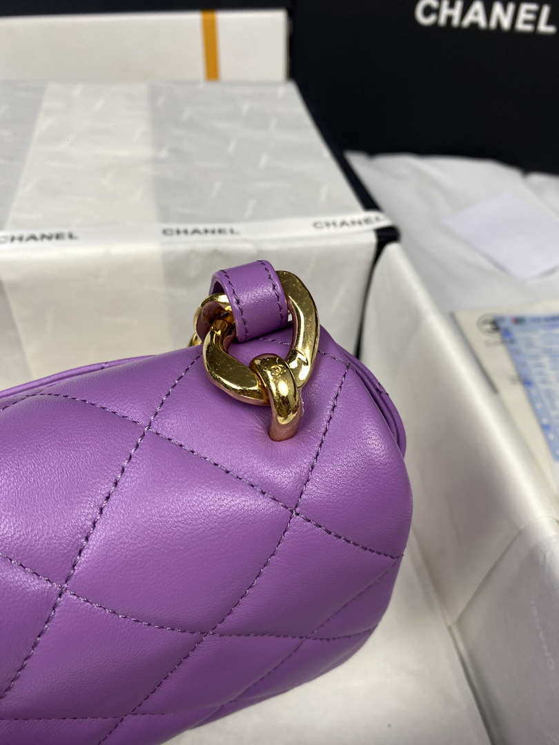 Chanel AS3215 Large Flap Bag Lambskin Gold-Tone Metal Purple