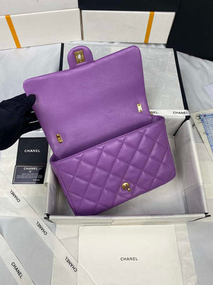 Chanel AS3215 Large Flap Bag Lambskin Gold-Tone Metal Purple - Default Title - View 7
