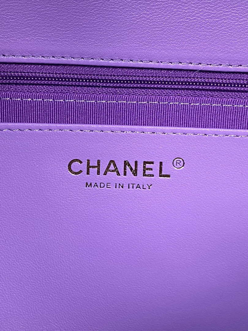 Chanel AS3215 Large Flap Bag Lambskin Gold-Tone Metal Purple