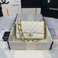 Chanel AS3215 Large Flap Bag Lambskin Gold-Tone Metal White - Default Title - View 1