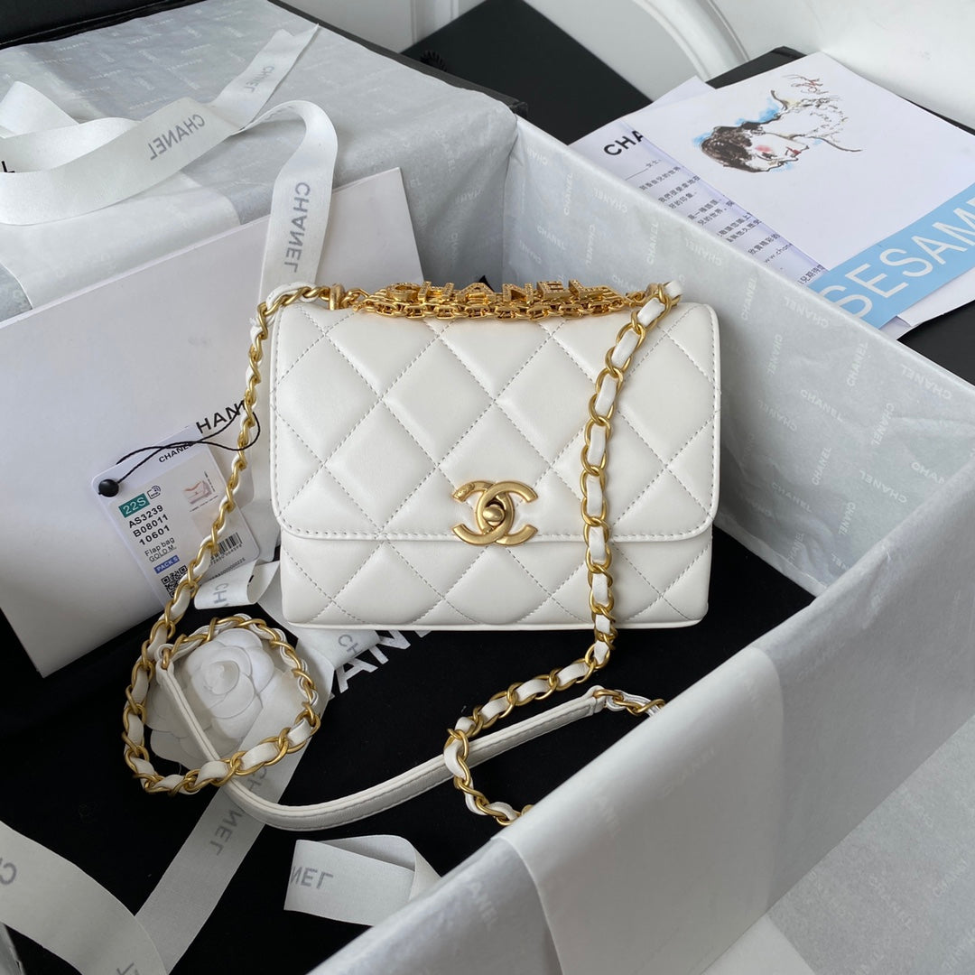 Chanel Mini Flap Bag Lambskin AS3239 white - Default Title - View 1