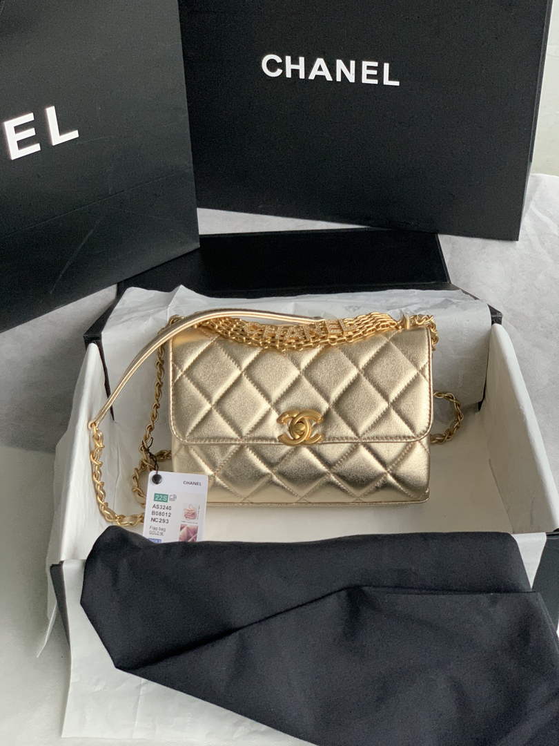 Chanel Small Flap Bag Lambskin AS3240 Gold - Default Title - View 4