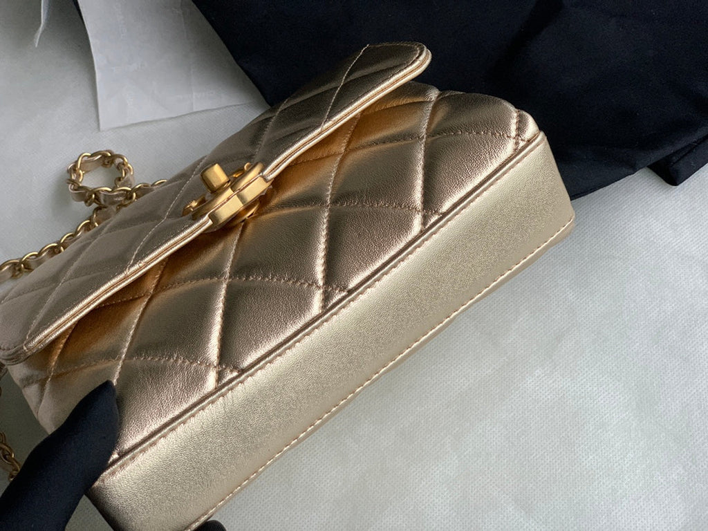 Chanel Small Flap Bag Lambskin AS3240 Gold