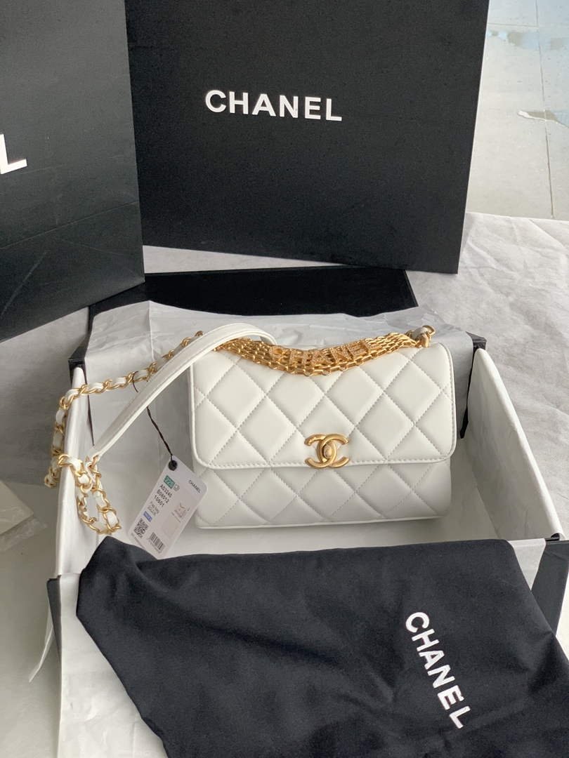Chanel Small Flap Bag Lambskin AS3240 white - Default Title - View 2