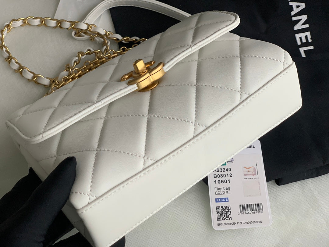Chanel Small Flap Bag Lambskin AS3240 white